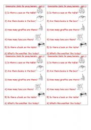 English Worksheet: Conversartion Cards for young learners - part 2
