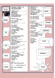 English Worksheet: SONG:  A Thousand Miles by Vanessa Carlton 