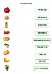 English Worksheet: VEGETABLES AND FRUIT