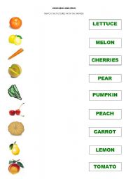 English Worksheet: VEGETABLES AND FRUIT