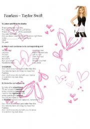 English Worksheet: Fearless - Taylor Swift