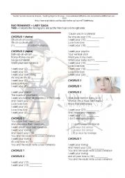 English Worksheet: BAD ROMANCE - LADY GAGA