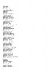 English Worksheet: questions with what