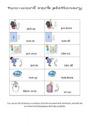 English worksheet: two-word verb pictionary 1/2