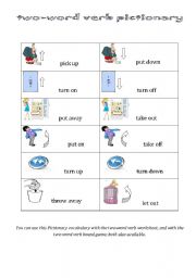English Worksheet: two-word verb pictionary 1/2