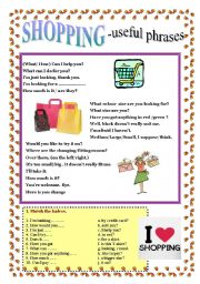 English Worksheet: SHOPPING - useful phrases