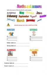 English Worksheet: months and seasons