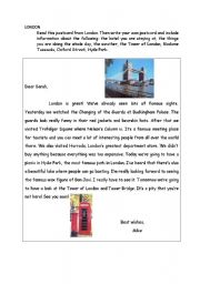 English Worksheet: London postcard