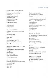 English Worksheet: This is me Lyric Worksheet