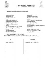 English worksheet: My resolutions (page 2)