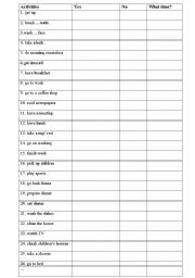 English Worksheet: daily activities