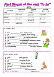 Simple Past of the verb To Be - ESL worksheet by vickyvar