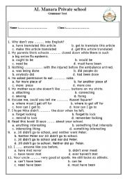 English Worksheet: Grammar Test