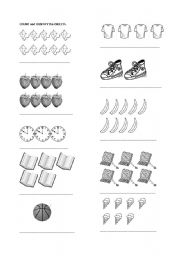 English Worksheet: COUNTING OBJECTS 1- 10 and Identify the Oobject