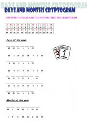 Days of the week  and Months Cryptogram 