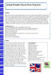 English Worksheet: Plural Form Simple Present Practice