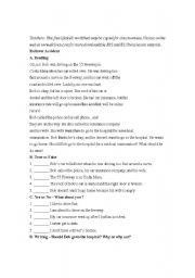 English worksheet: Reading activity Simple past