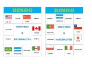 English Worksheet: Bingo cards - countries and nationalities