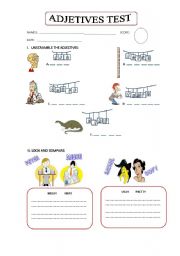 English worksheet: TEST ABOUT  ADJECTIVES - COMPARATIVE ADJECTIVES