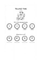 English Worksheet: Telling time