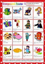 English Worksheet: COMPOUND NOUNS - PRACTICE 1 + KEY