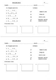 English Worksheet: numbers. test
