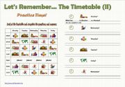 English Worksheet: Let�s Remember the Timetable (II) - Fully Editable