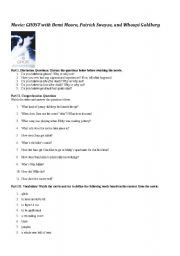 English Worksheet: Movie Ghost with Demi Moore Patrick Swayze and Whoopi Goldberg
