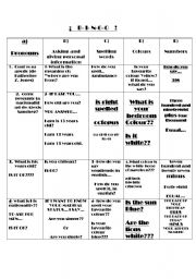 English Worksheet: Bingo