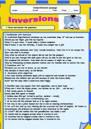 English Worksheet: Inversions