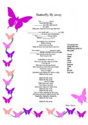 English worksheet: Butterfly fly away