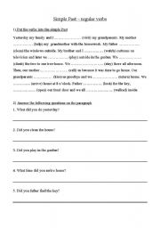 English Worksheet: SIMPLE PAST PRACTICE 