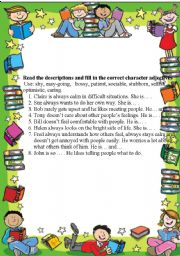 English Worksheet: character adjectives