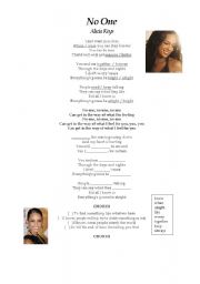 English Worksheet: No One - Alicia Keys