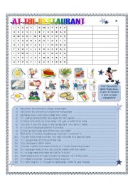 English Worksheet: WORDSEARCH RESTAURANT