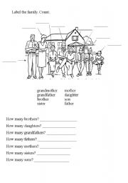 English Worksheet: Counting Family