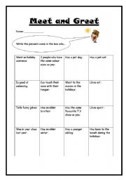 English worksheet: meet and greet