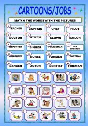 English Worksheet: CARTOONS/JOBS/MATCHING