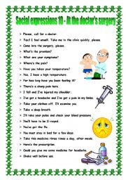 English Worksheet: Social expressions 10 - at the doctors surgery