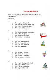 English worksheet: picture sentence