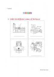 English Worksheet: House Rooms