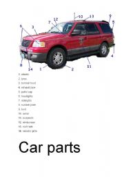 English Worksheet: Car parts