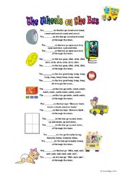 English Worksheet: The Wheels on the Bus - fill in the blanks