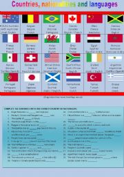 English Worksheet: Countries, nationalities and languages