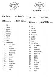 English worksheet: Do you like  ......?