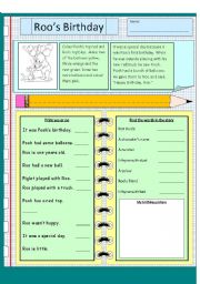 English Worksheet: Roos Birthday