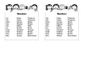 English Worksheet: numbers