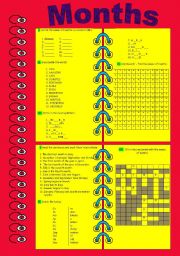 English Worksheet: MONTHS  OF THE YEAR (fully editable, + answer key) !!! 