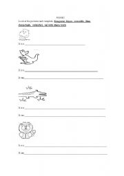 English worksheet: animals, can cant
