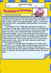 English Worksheet: the history of  ice cream